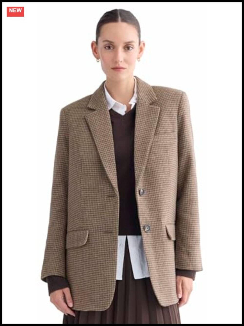 Oversized Recycled Italian Wool Blazer Notch Collar Business Casual